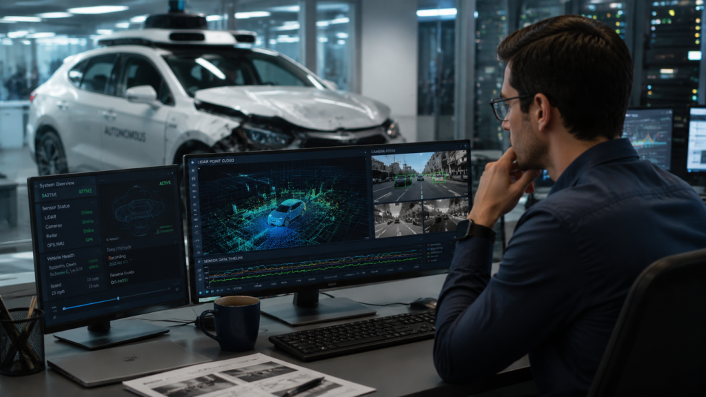 Investigación de datos de vehículo autónomo después de accidente