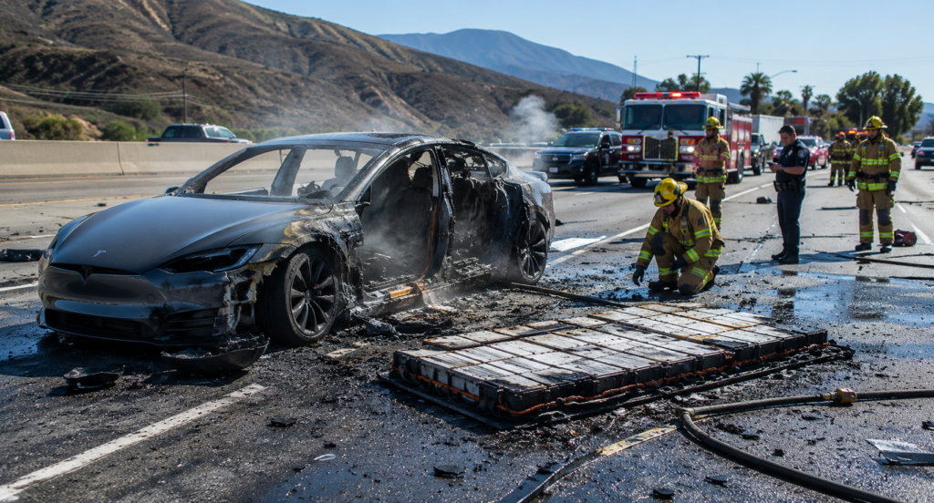 Accidente de vehículo eléctrico causado por batería de litio en California