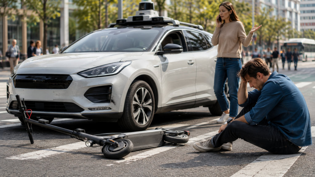 Incidente con un patinete urbano en un paso de peatones