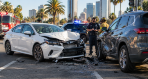 Accidente de vehículo compartido en California después de una colisión