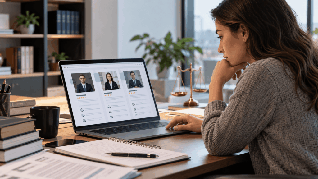 Cliente comparando experiencia de abogados de lesiones personales
