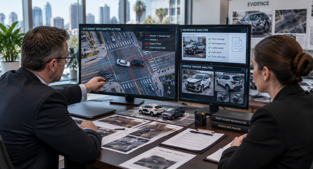 Reconstrucción técnica de accidente de vehículo compartido