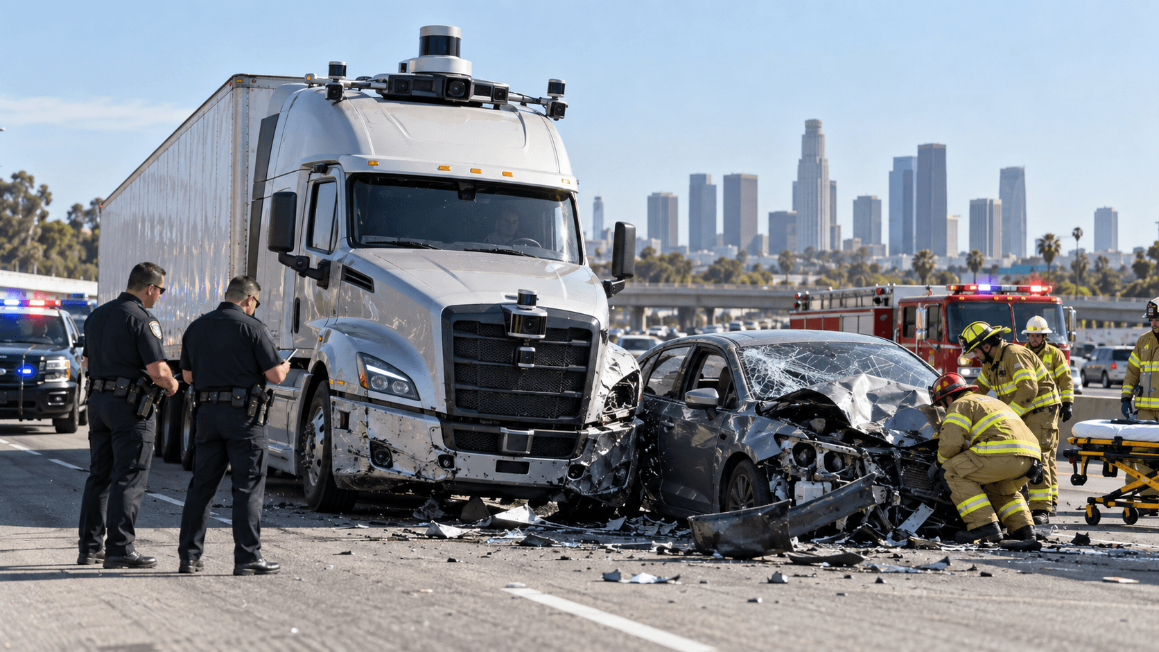 Accidente con camión autónomo de carga en California